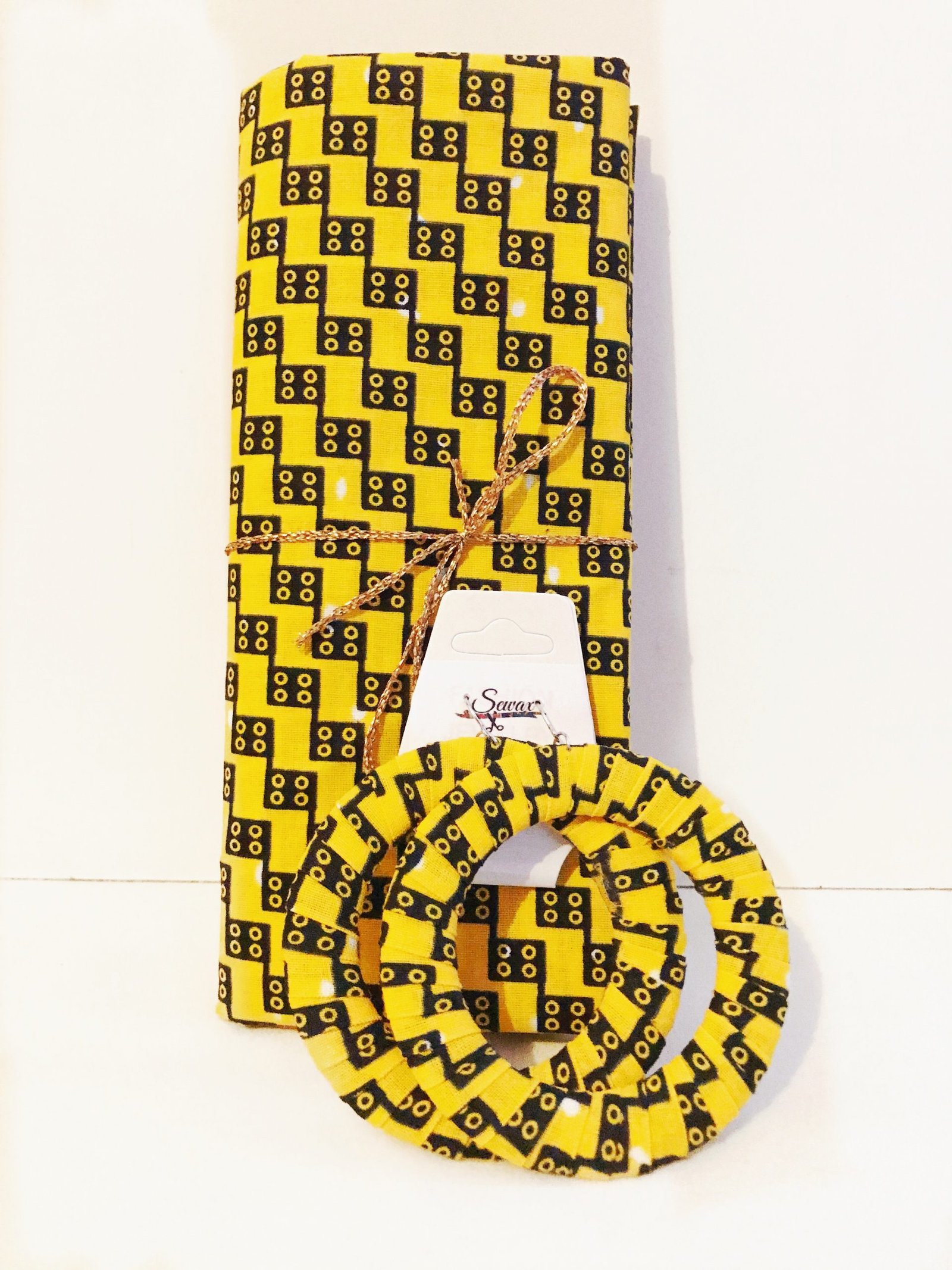 Ensemble foulard & creoles en wax