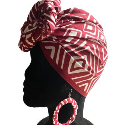 Ensemble foulard & créoles en wax