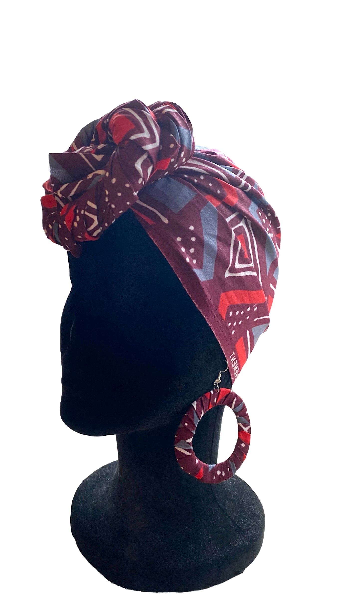 Ensemble foulard & créoles en wax
